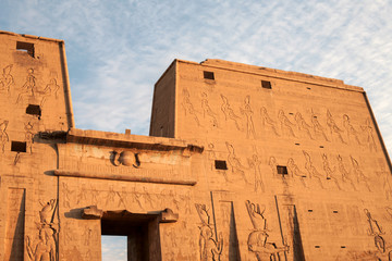 Temple wall and clouds