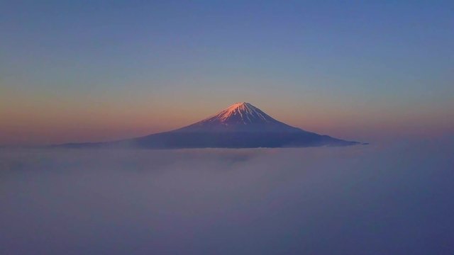Mt.Fuji and a sea of clouds dolly drone shot 4