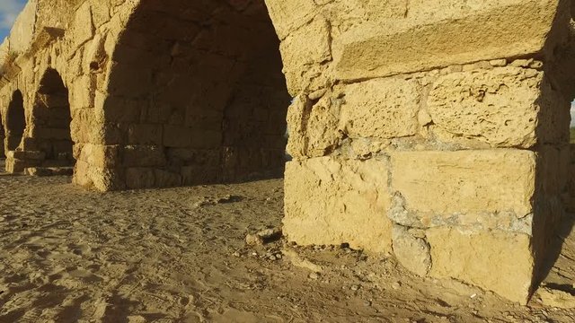 Ancient Aqueduct in Israel on Mediterranean