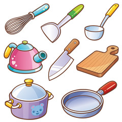 Vector illustration of Cartoon kitchen tools set