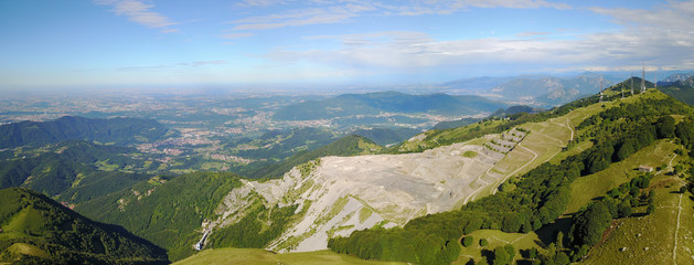 Landscape on the concrete quarry closed to Linzone Mountain, Bergamo, Italy