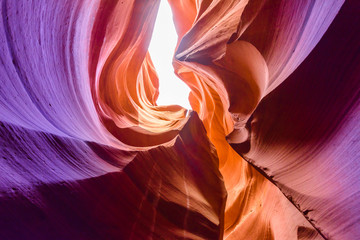 Lower Antelope Canyon - located on Navajo land near Page, Arizona, USA - beautiful colored rock formation in slot canyon in the American Southwest