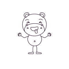 sketch silhouette caricature of cute hippopotamus happiness expression and sticking out tongue vector illustration