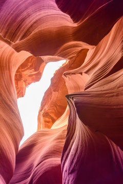 Lower Antelope Canyon - located on Navajo land near Page, Arizona, USA - beautiful colored rock formation in slot canyon in the American Southwest