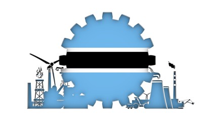 Naklejka premium Energy and Power icons set with flag of the Botsvana. Sustainable energy generation and heavy industry. 3D rendering.