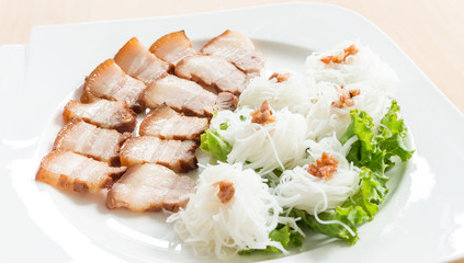 Grilled pork with noodle or Banh hoi (Vietnamese food)