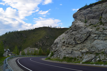 Chuya Highway (R256, M52) on Chike-Taman pass. Altai Republic, Siberia, Russia.