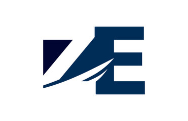 ZE Negative Space Square Swoosh Letter Logo