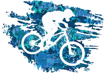Fototapeta na wymiar Silhouette of a cyclist riding a mountain bike