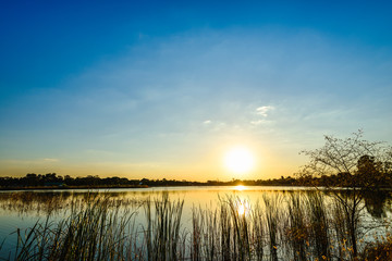 sunset on the lake landscape