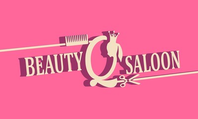 Vintage queen silhouette. Medieval queen profile. Elegant outline silhouette of a female head. Hair saloon emblem design. Royal emblem with Q letter