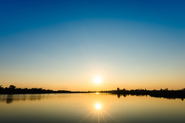 sunset on the lake landscape