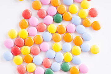 Colorful button-shaped candies