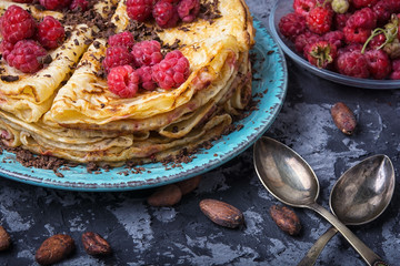 rustic pancakes with berries