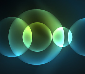 Glowing shiny overlapping circles composition on dark background