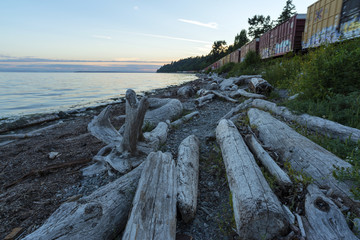 Fototapeta premium White Rock Beach Vancouver British Columbia Sunset Landscape
