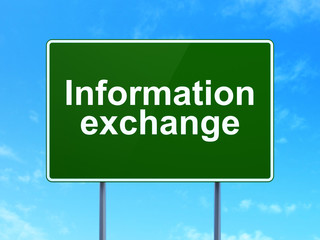 Data concept: Information Exchange on road sign background