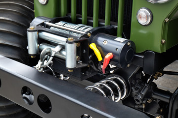 Vehicle mounted recovery winch.