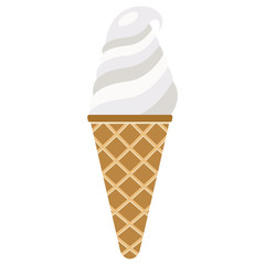 Vector illustration of ice cream. Ice cream in a waffle horn
