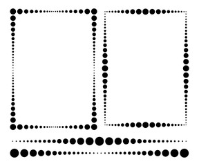 Rectangular frames made of different dots and the same dividing lines. Vector illustration.