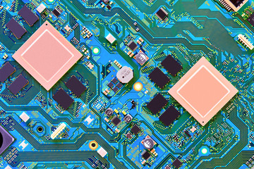 Electronic circuit board close up.