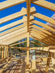 Obraz premium Construction of a frame house