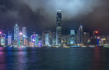 Fototapeta na wymiar panoramic view of victoria harbor at night in Hong Kong,China.