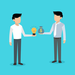 Giving Idea money and bulb vector illustration