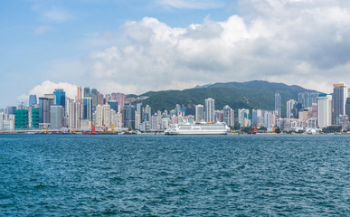 Fototapeta premium panoramic view of victoria harbor in Hong Kong,China.