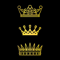 Crowns gold line icons