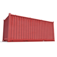 Red shipping container isolated on white. 3D illustration, clipping path