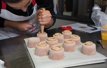 dubai, united arab emirates, 02/02/2016, Top chef cooking and catering class. Educating junior chefs how to cook, from the expertise of senior chefs working in the industry. Catering class education.