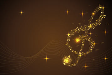 Abstract Background with gold color Music notes. Vector Illustration - 164138154