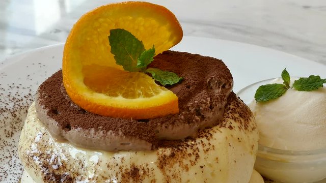Chocolate pancake with Orange on top