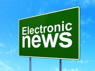 News concept: Electronic News on road sign background