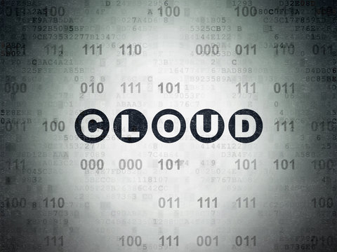 Cloud technology concept: Cloud on Digital Data Paper background