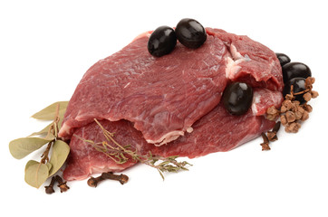 beef on a white background