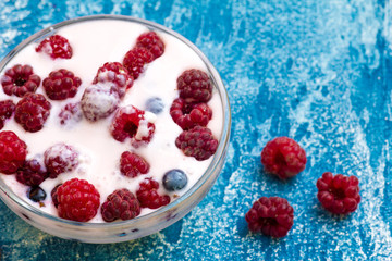 raspberry with yogurt