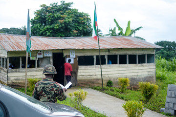 Fototapeta na wymiar Village during elections in Equatorial Guinea