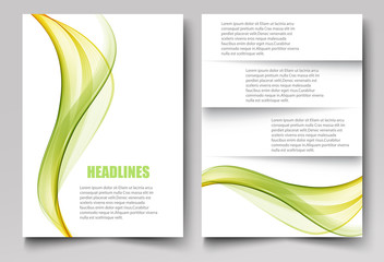 Abstract template design brochures,flyers,report,booklet,notebook.Green smooth transparent wave.