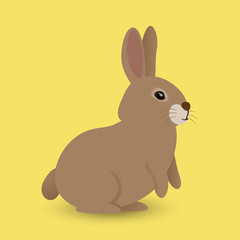 Adorable doubtful little brown rabbit in flat style. Vector illustration