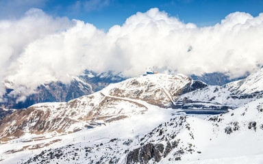 Fototapeta na wymiar Ski tracks in the resort of Ischgl Austria, Europe.