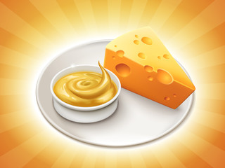 Cheese sauce and cheddar