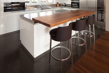 Modern kitchen in luxury apartment.