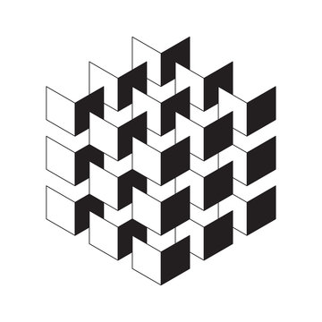 Isometric Squares Stacked In A Block