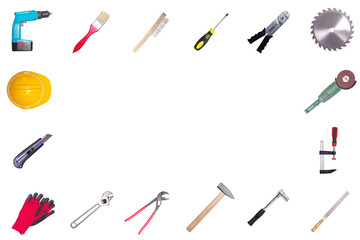 Verschiedene Werkzeuge mit Platz für Text 