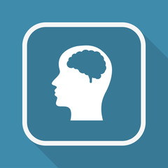 App Button mit Schatten - Kopf mit Hirn - Brainstorming