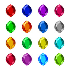 set of gemstone marquis shaped with flat design style