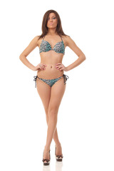 Fototapeta premium sexy girl in a swimsuit on a white background