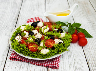 salad with mozarella cheese and vegetables